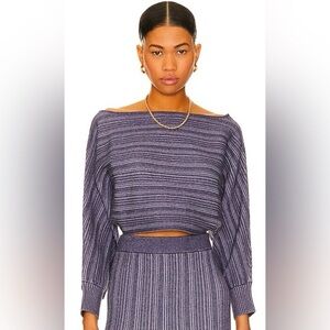 Women's Purple Striped Boatneck Sweater